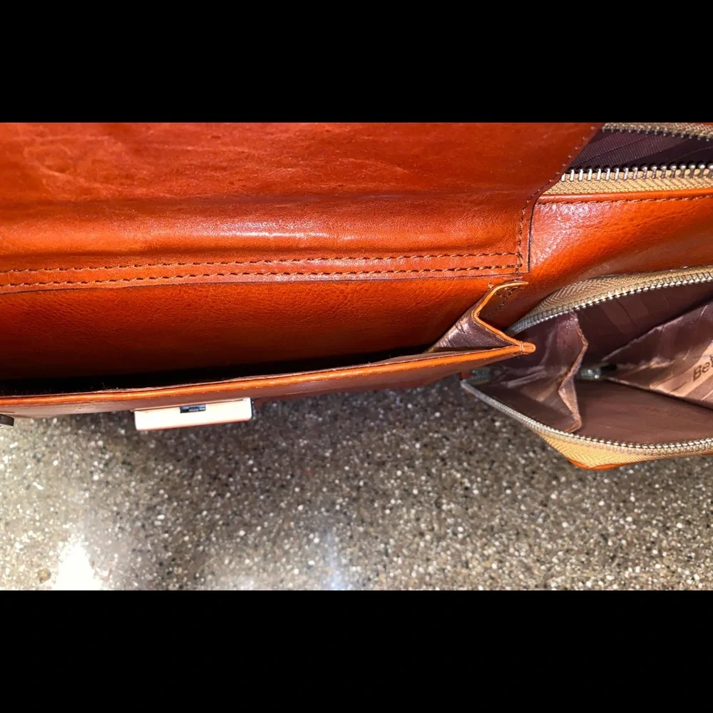 Bettoni Leather Crossbody Briefcase Tote